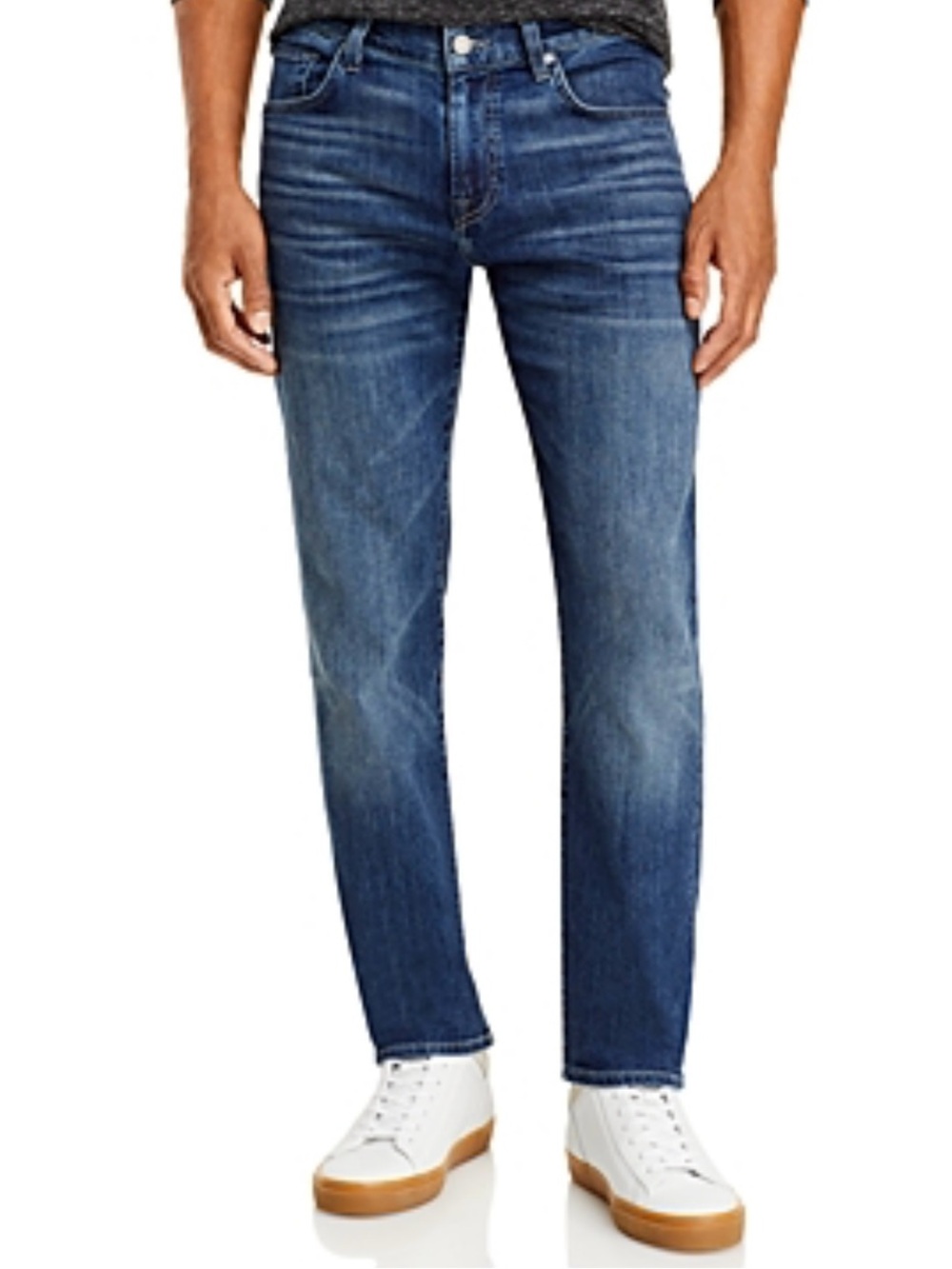 7 For All Mankind Slimmy Medium Wash Denim Mid Rise Classic Straight Loose Jeans